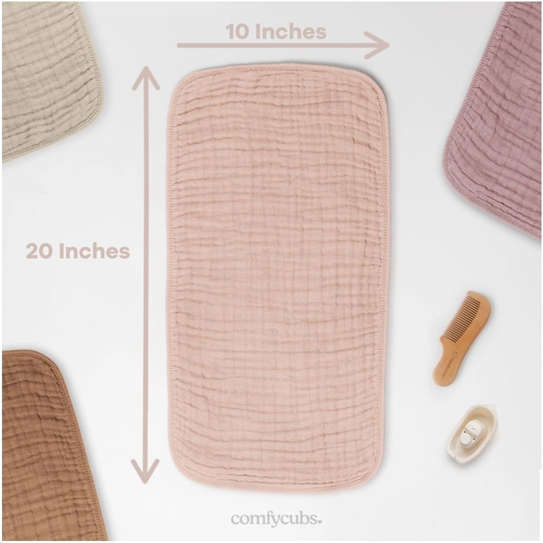 Pacote com 6 paninhos de musselina Comfy Cubs Burp - Blush on Luna Baby Store Miami