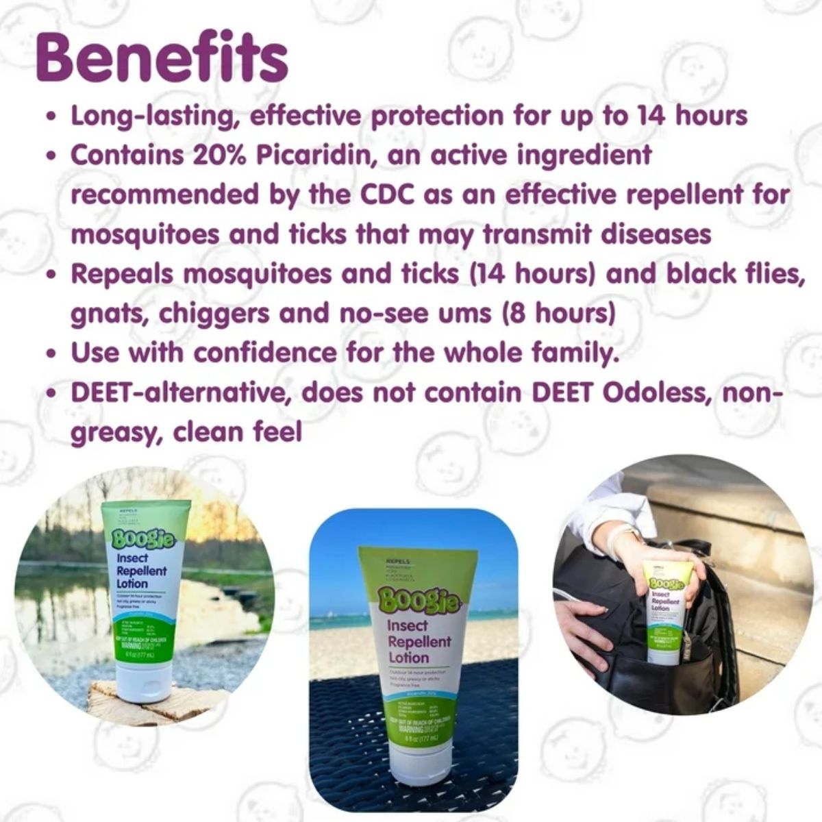 Boogie Insect Repellent Lotion with 20% Picaridin(Unscented) - 6.0 oz