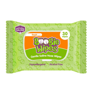 Lenços Umedecidos com Soro Fisiológico para Nariz do Bebê Boogie Wipes Eucalipto 30 Unidades