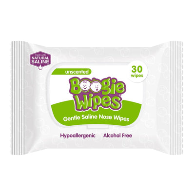 Lenços Umedecidos com Soro Fisiologico para Nariz do Bebê Boogie Wipes Sem Perfume 30 Unidades

