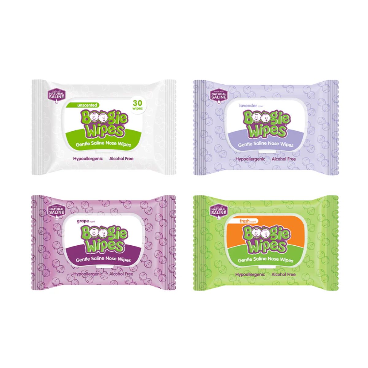 Lenços Umedecidos com Soro Fisiologico para Nariz do Bebê Boogie Wipes Sem Perfume 30 Unidades

