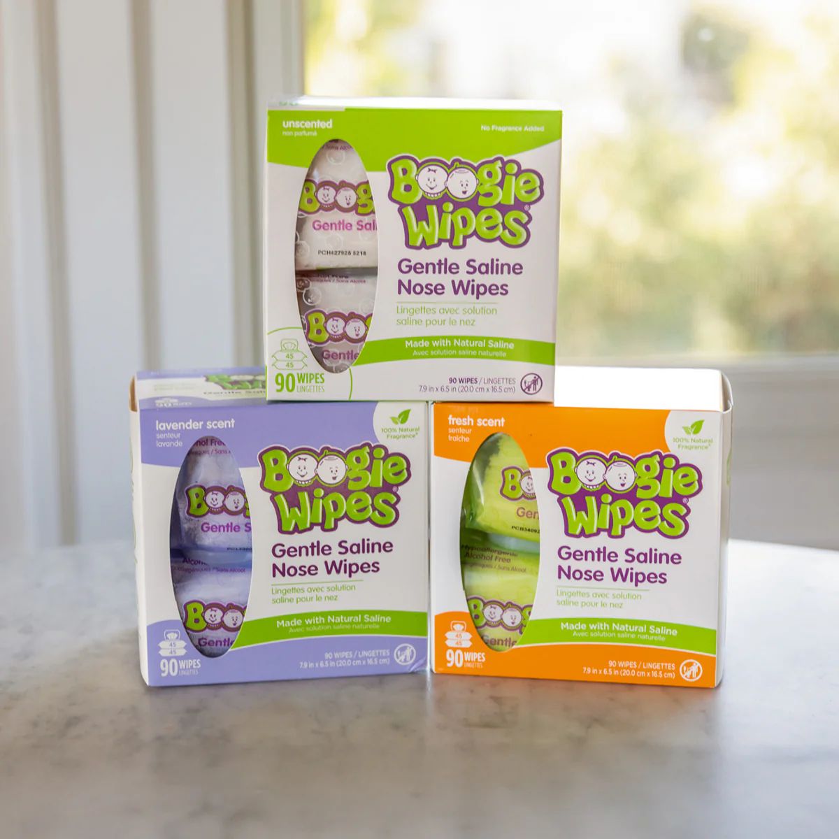Lenços Umedecidos Com Soro Fisiológico para Nariz do Bebê Boogie Wipes Sem Perfume Com 2 Pacotes de 45 Unidades on Luna Baby Store Miami