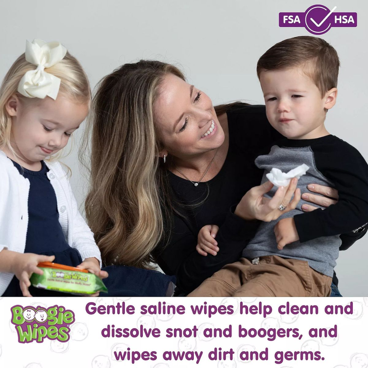 Lenços Umedecidos Com Soro Fisiológico para Nariz do Bebê Boogie Wipes Sem Perfume Com 2 Pacotes de 45 Unidades on Luna Baby Store Miami