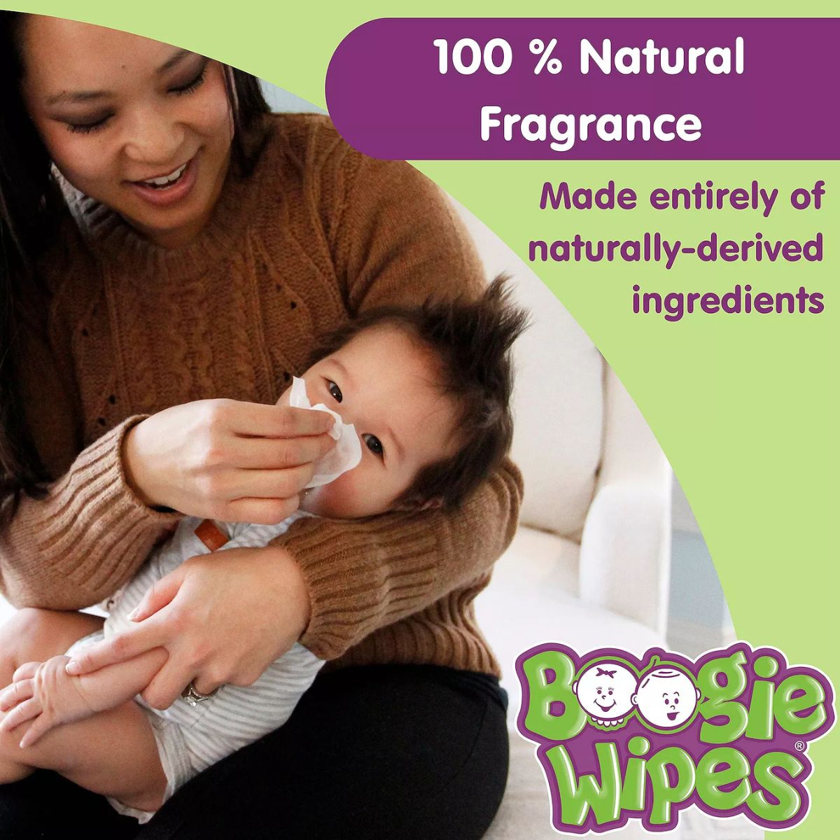 Lenços Umedecidos Com Soro Fisiológico para Nariz do Bebê Boogie Wipes Sem Perfume Com 2 Pacotes de 45 Unidades