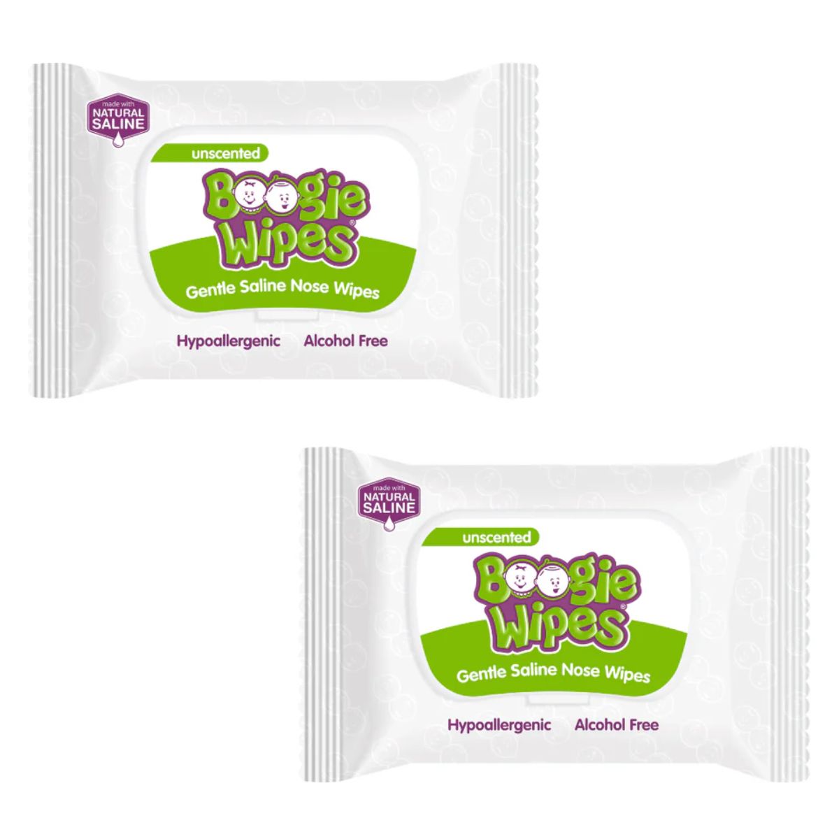 Lenços Umedecidos Com Soro Fisiológico para Nariz do Bebê Boogie Wipes Sem Perfume Com 2 Pacotes de 45 Unidades on Luna Baby Store Miami