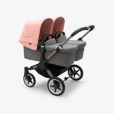 Bugaboo Donkey 5 Twin Bassinet And Stroller -  Morning Pink Canopy/Grey Melange/Graphite Chassis
