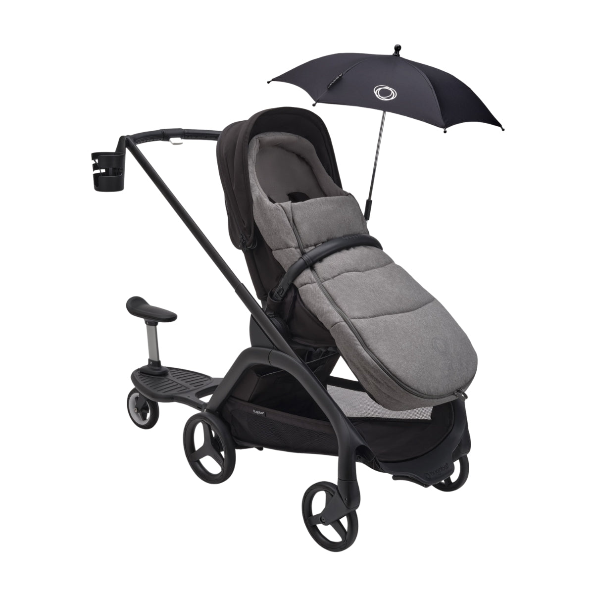 Carrinho de Bebê Bugaboo Dragonfly Midnight black/ Skyline blue com estrutura grafite