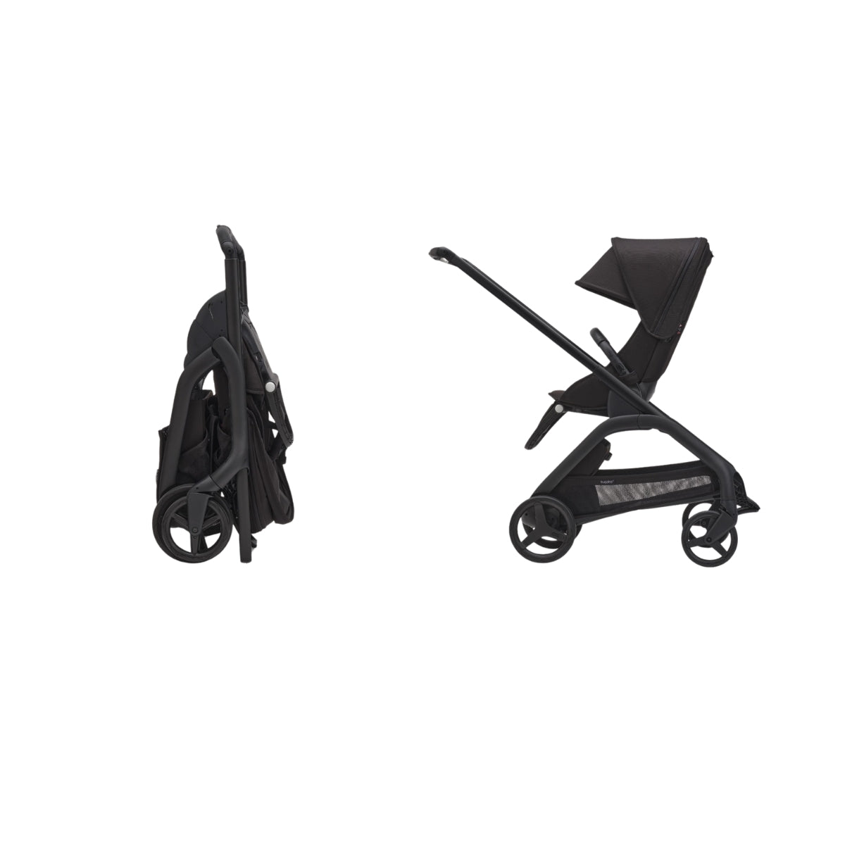 Carrinho de Bebê Bugaboo Dragonfly Midnight black/ Skyline blue com estrutura grafite