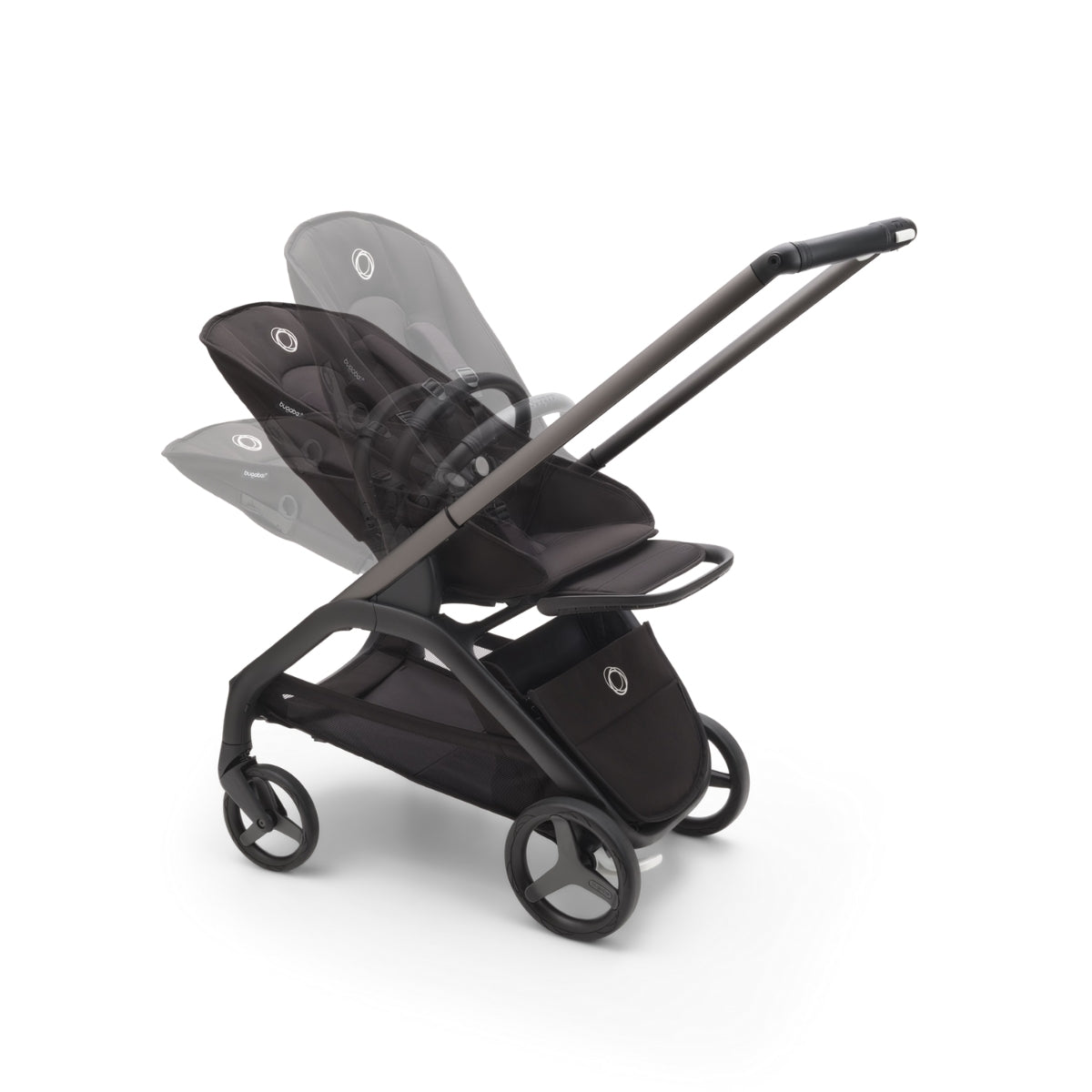 Carrinho de Bebê Bugaboo Dragonfly Midnight black/ Skyline blue com estrutura grafite