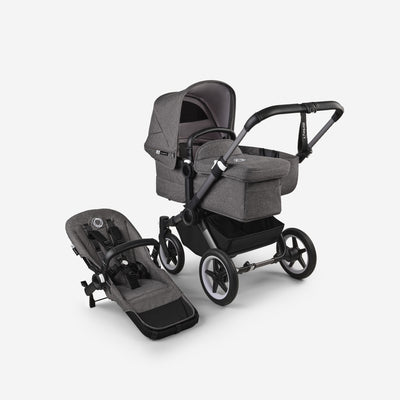 Bugaboo Donkey 5 Mono Bassinet and Seat - All Grey Melange/Graphite Chassis
