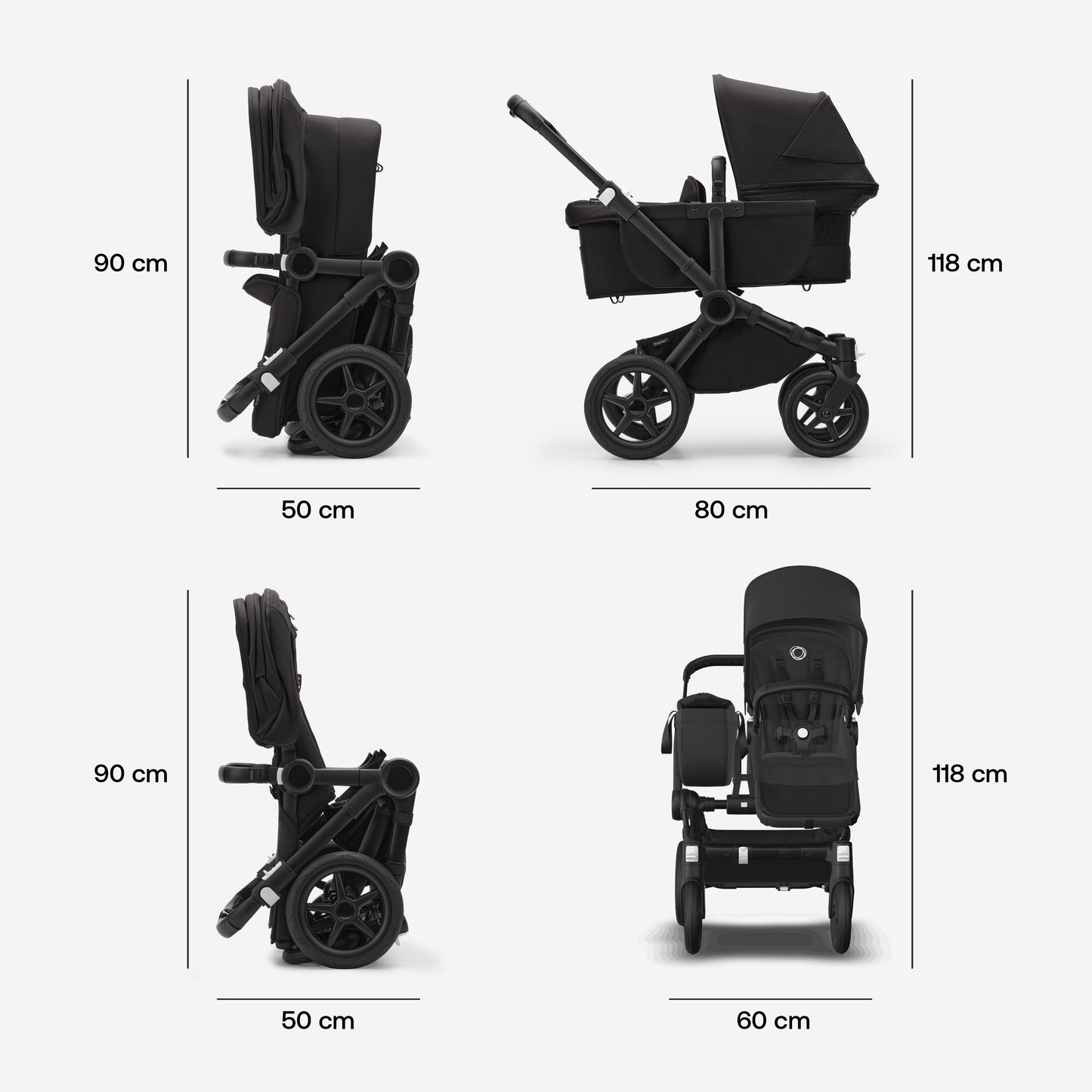 Bugaboo Donkey 5 Mono Bassinet and Seat - All Grey Melange/Graphite Chassis