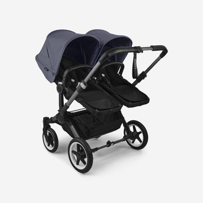 Bugaboo Donkey 5 Twin Bassinet And Stroller -  Stormy Blue Canopy/Midnight Black/Graphite Chassis
