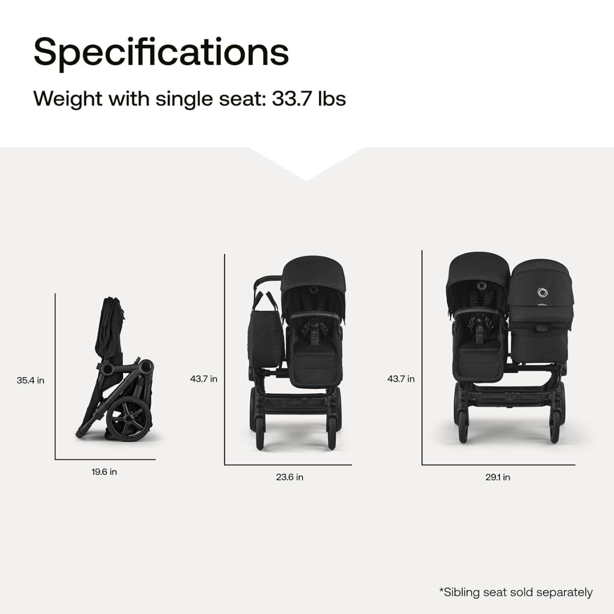 Carrinho de Bebê Bugaboo Donkey 6 Single Complete Heritage Black

