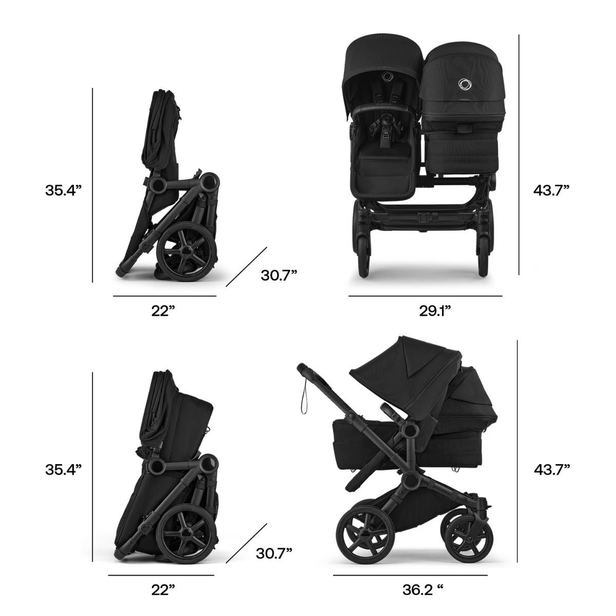 Carrinho de Bebê Bugaboo Donkey 6 Single Complete Heritage Black

