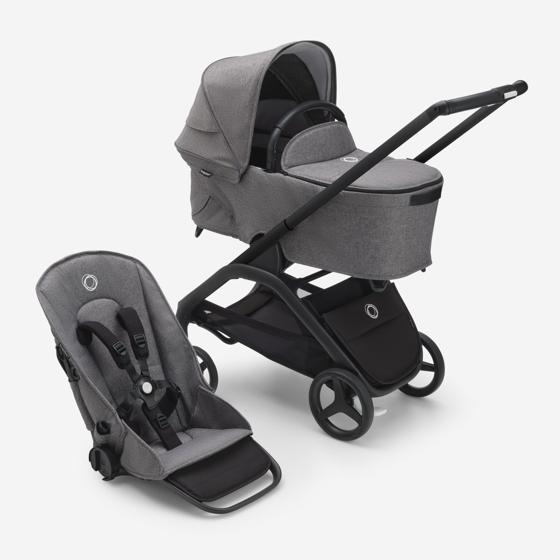 Bugaboo Dragonfly Stroller & Bassinet - All Grey Melange/Frame Black
