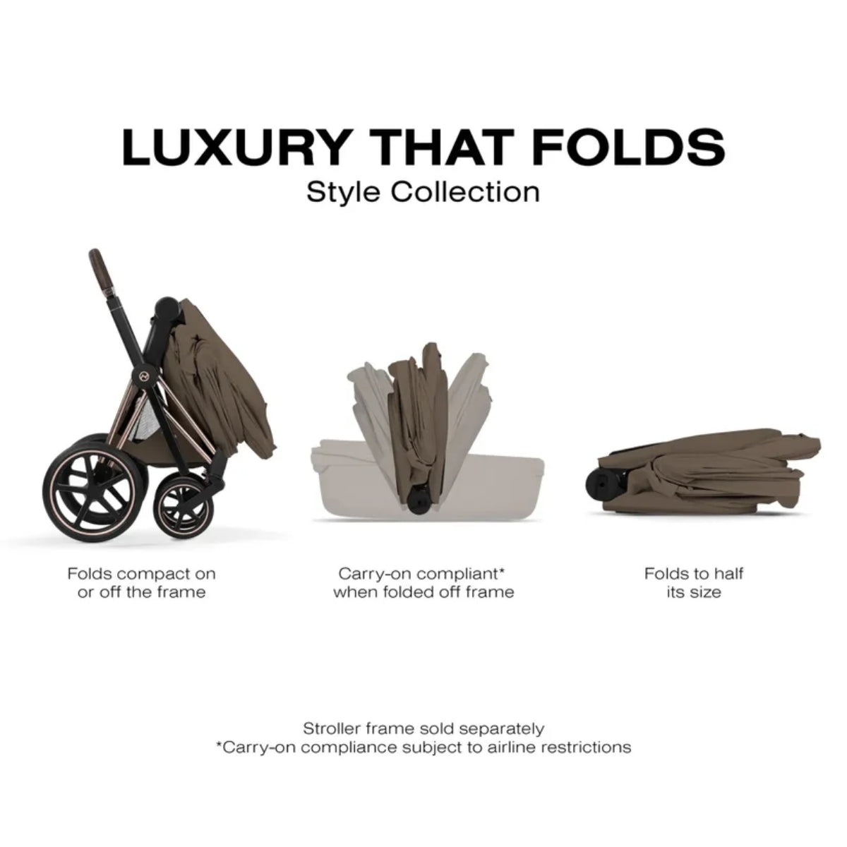 CYBEX PRIAM Fold Lux Carry Cot - Style Collection Coconut Brown
