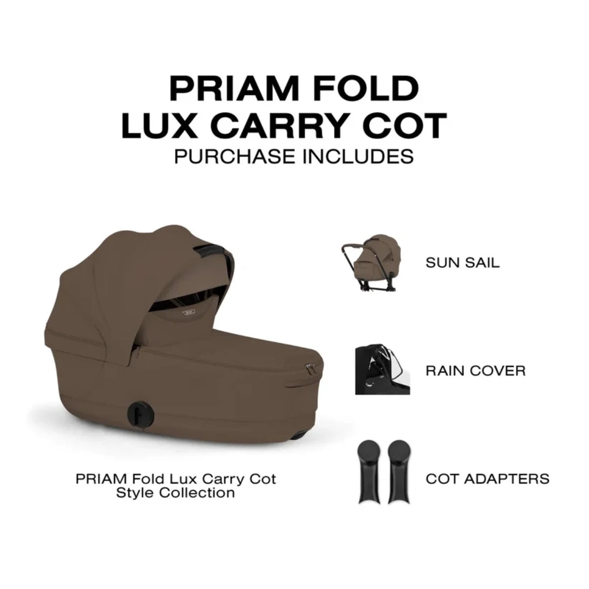 CYBEX PRIAM Fold Lux Carry Cot - Style Collection Coconut Brown