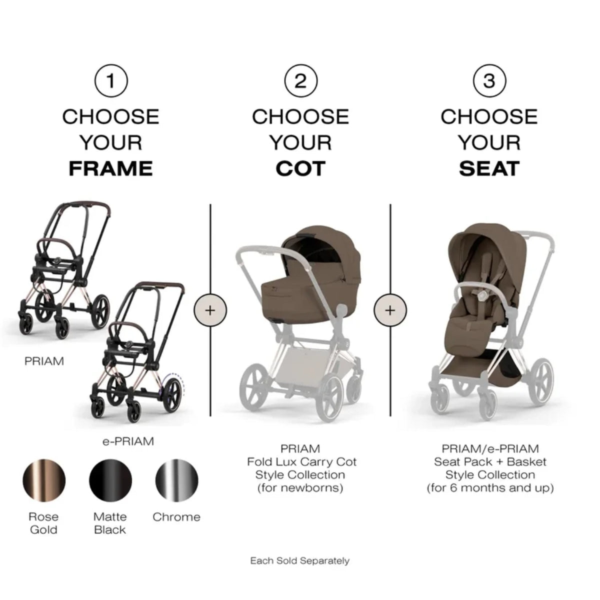 CYBEX PRIAM Fold Lux Carry Cot - Style Collection Coconut Brown on Luna Baby Store Miami