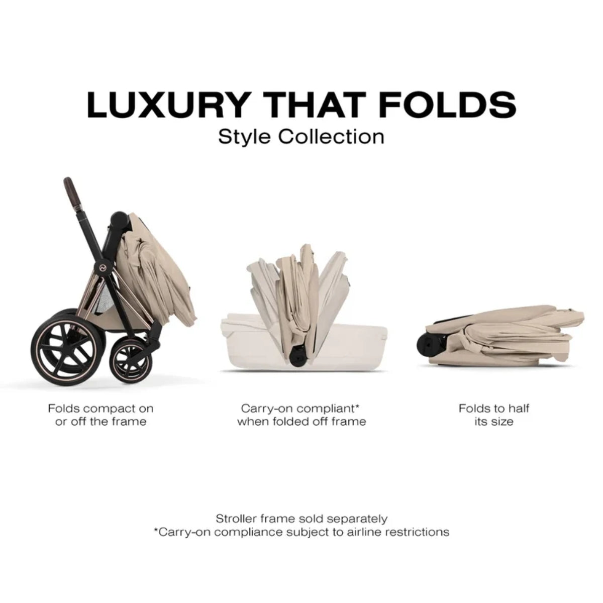 CYBEX PRIAM Fold Lux Carry Cot - Style Collection Cozy Beige