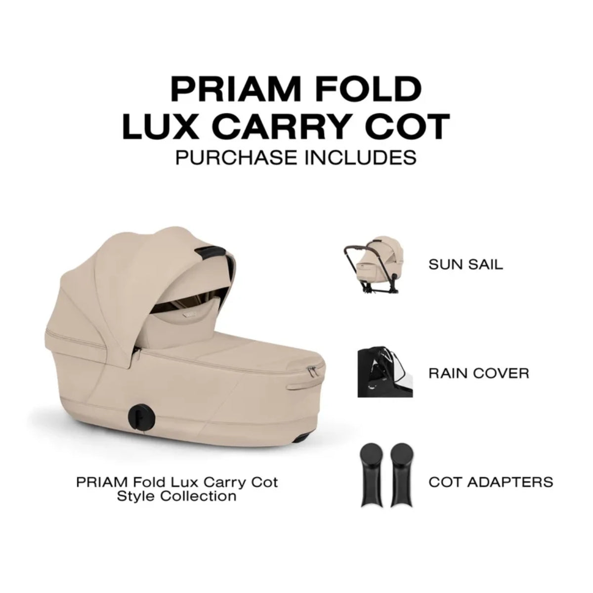CYBEX PRIAM Fold Lux Carry Cot - Style Collection Cozy Beige on Luna Baby Store Miami