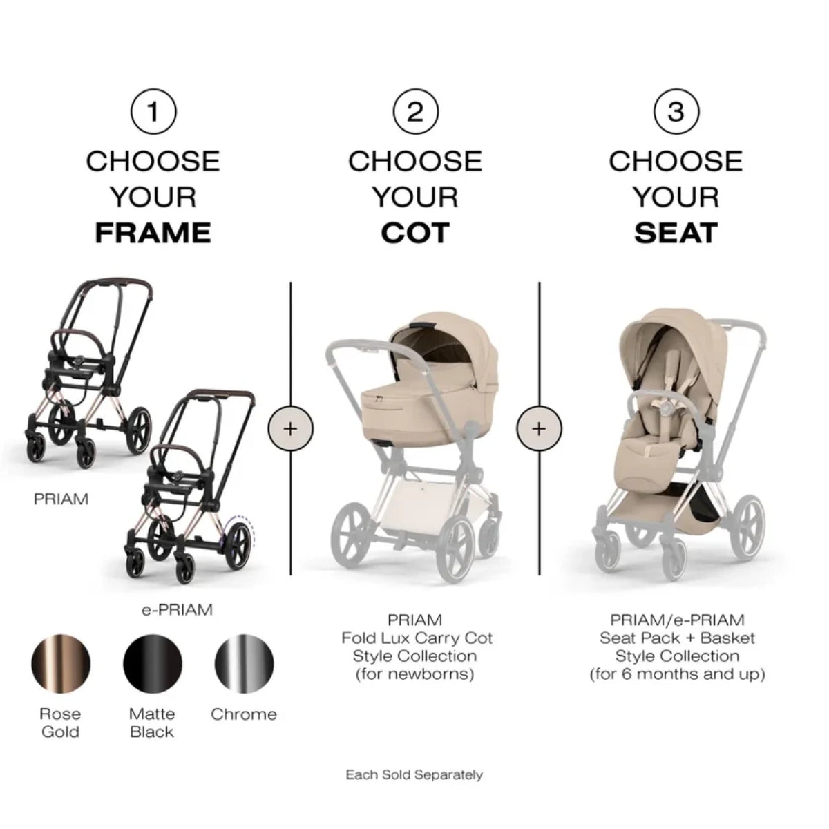 CYBEX PRIAM Fold Lux Carry Cot - Style Collection Cozy Beige on Luna Baby Store Miami