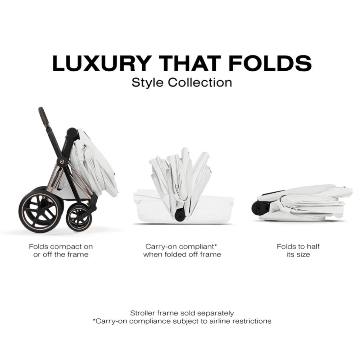 CYBEX PRIAM Fold Lux Carry Cot - Style Collection Off White