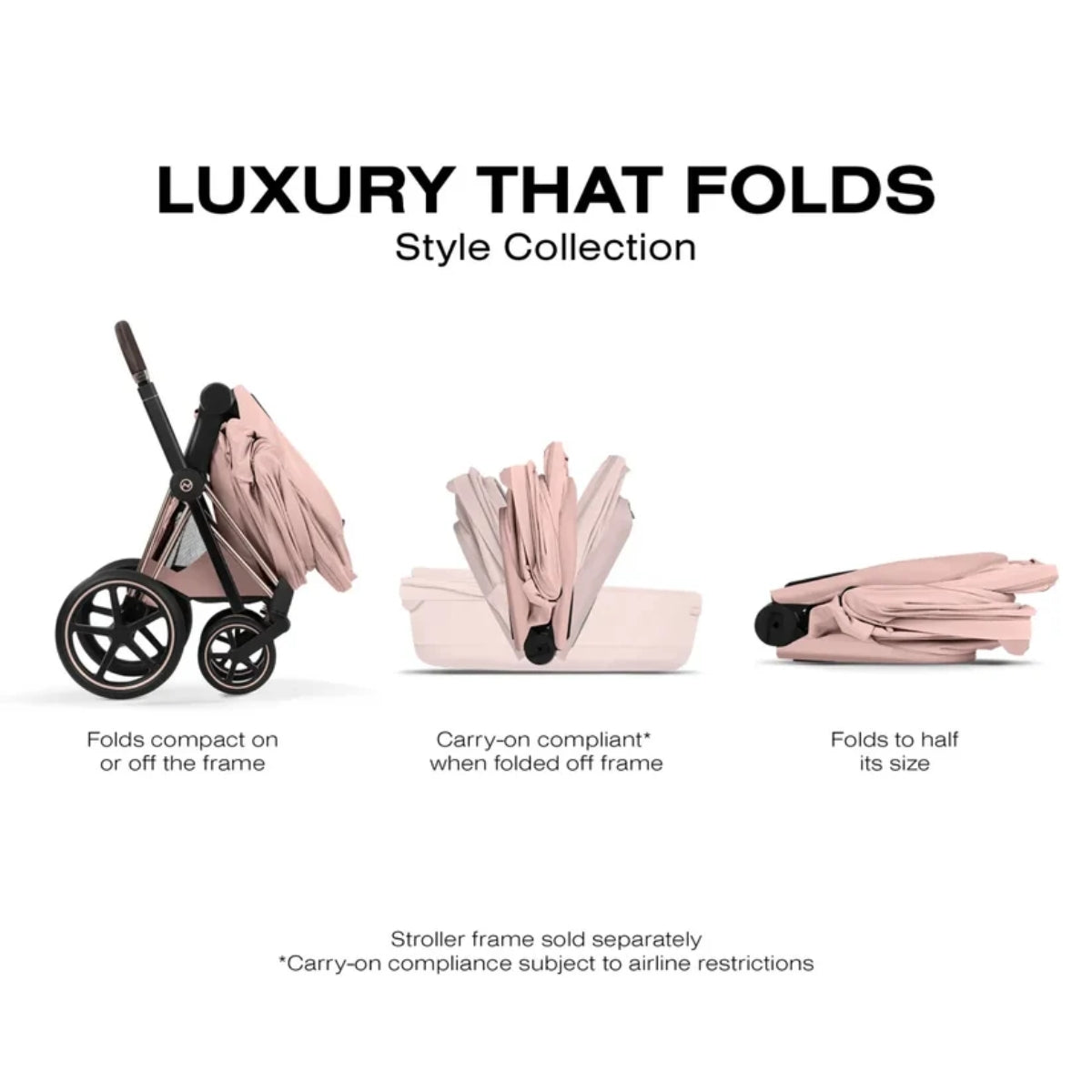 CYBEX PRIAM Fold Lux Carry Cot - Style Collection Peach Pink