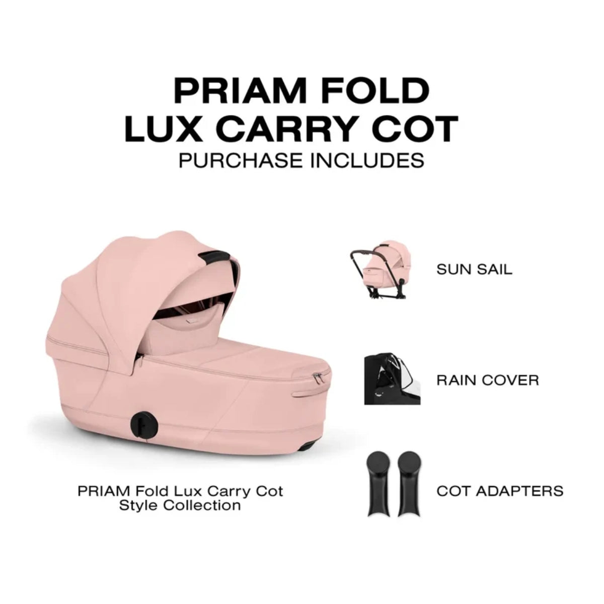 CYBEX PRIAM Fold Lux Carry Cot - Style Collection Peach Pink