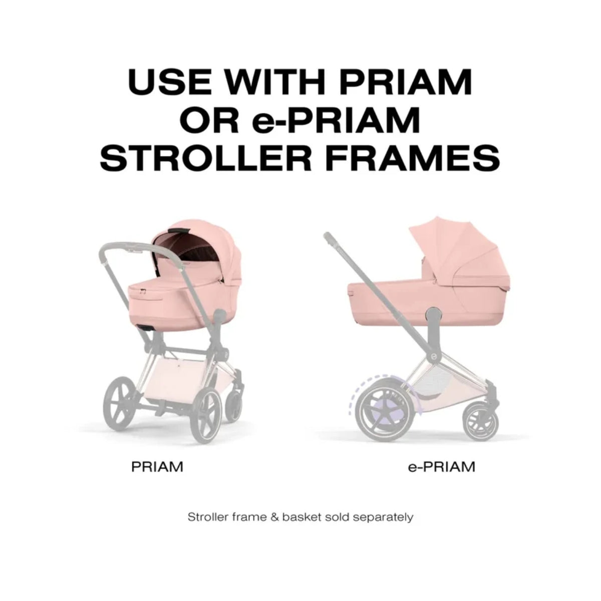 CYBEX PRIAM Fold Lux Carry Cot - Style Collection Peach Pink