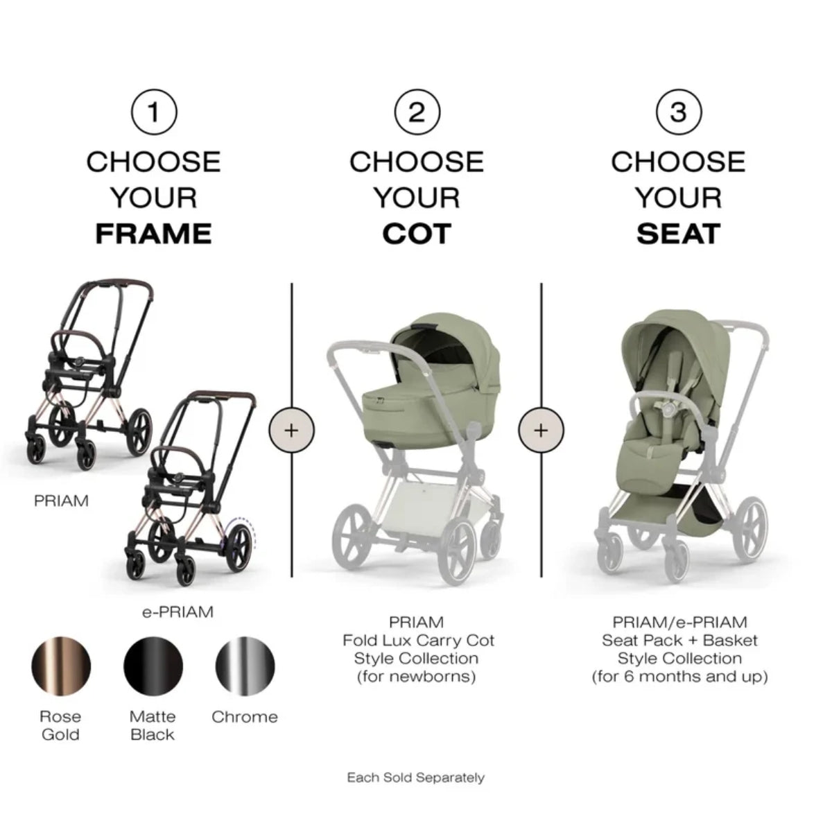 CYBEX PRIAM Fold Lux Carry Cot - Style Collection Sage Green on Luna Baby Store Miami