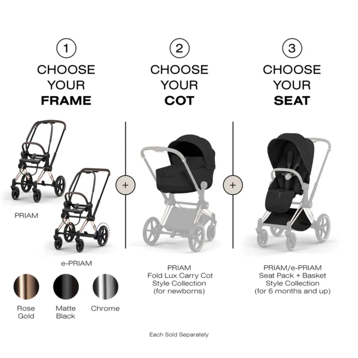 CYBEX PRIAM Fold Lux Carry Cot - Style Collection Sepia Black