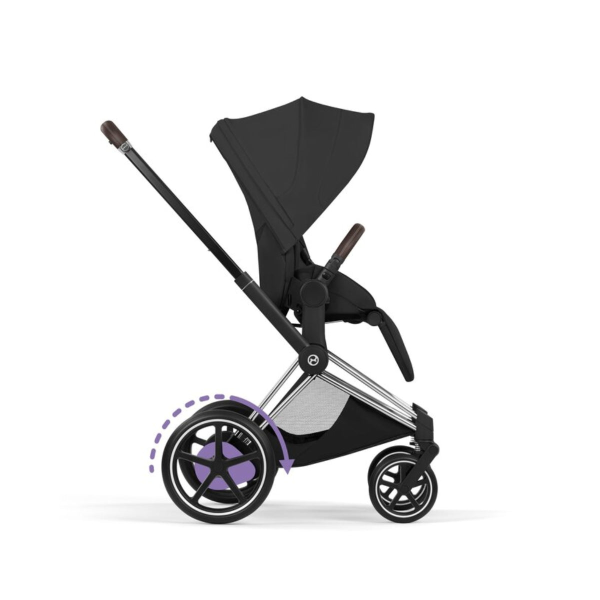 CYBEX e-PRIAM Stroller Frame - Style Collection Chrome Brown on Luna Baby Store Miami