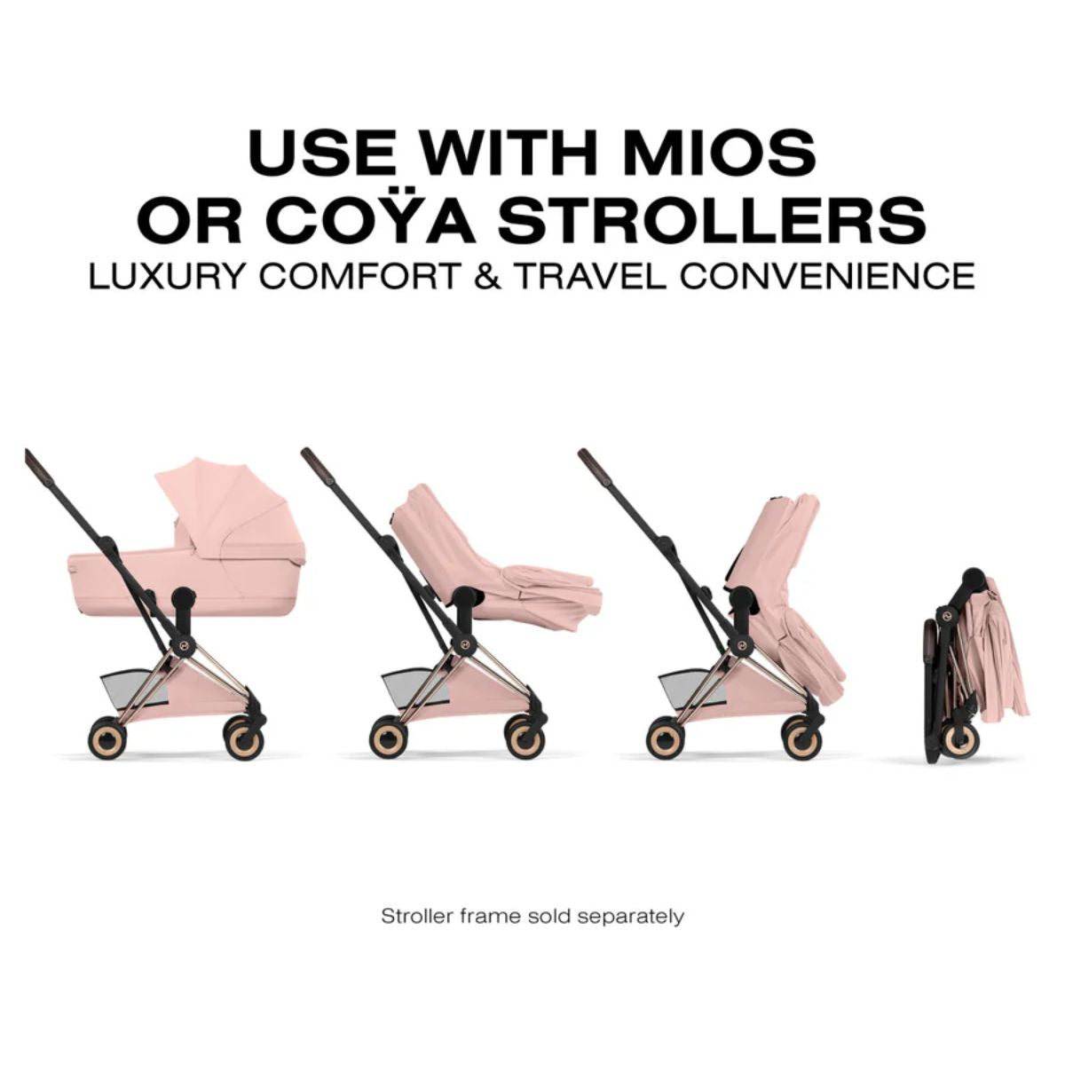 CYBEX MIOS/COYA Fold Lux Carry Cot Style Collection - Peach Pink