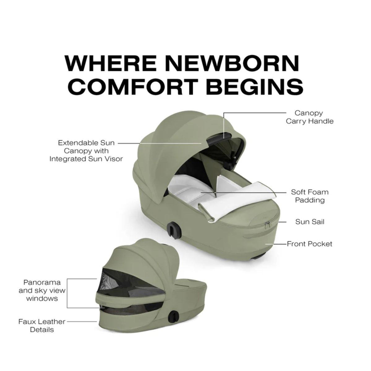 Moisés Infantil Cybex Mios/Coya Fold Lux Style Collection Sage Green

