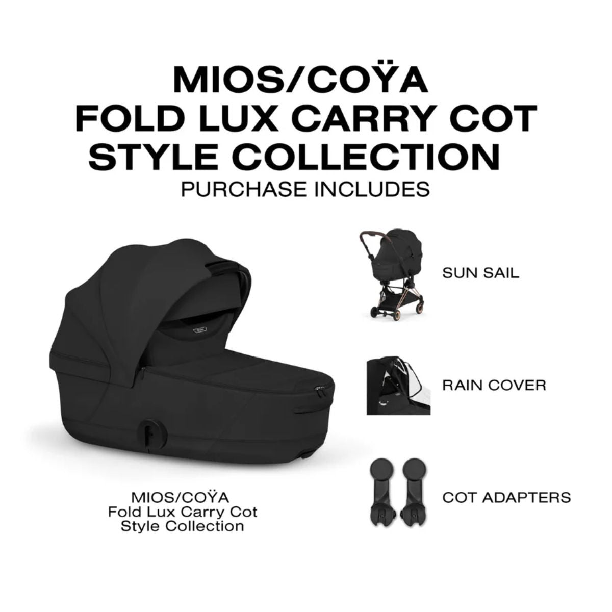 Moisés Infantil Cybex Mios/Coya Fold Lux Style Collection Sepia Black

