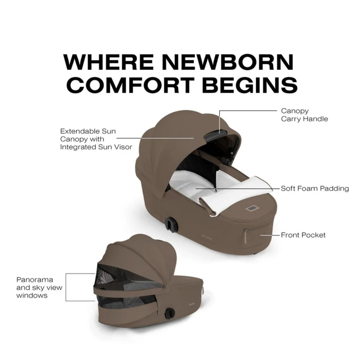 Moisés Infantil Cybex Priam Fold Lux Coconut Brown