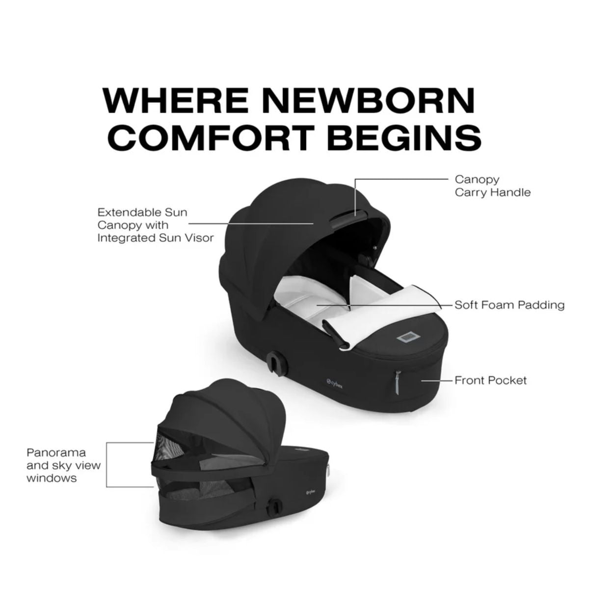 Moisés Infantil Cybex Priam Fold Lux Sepia Black


