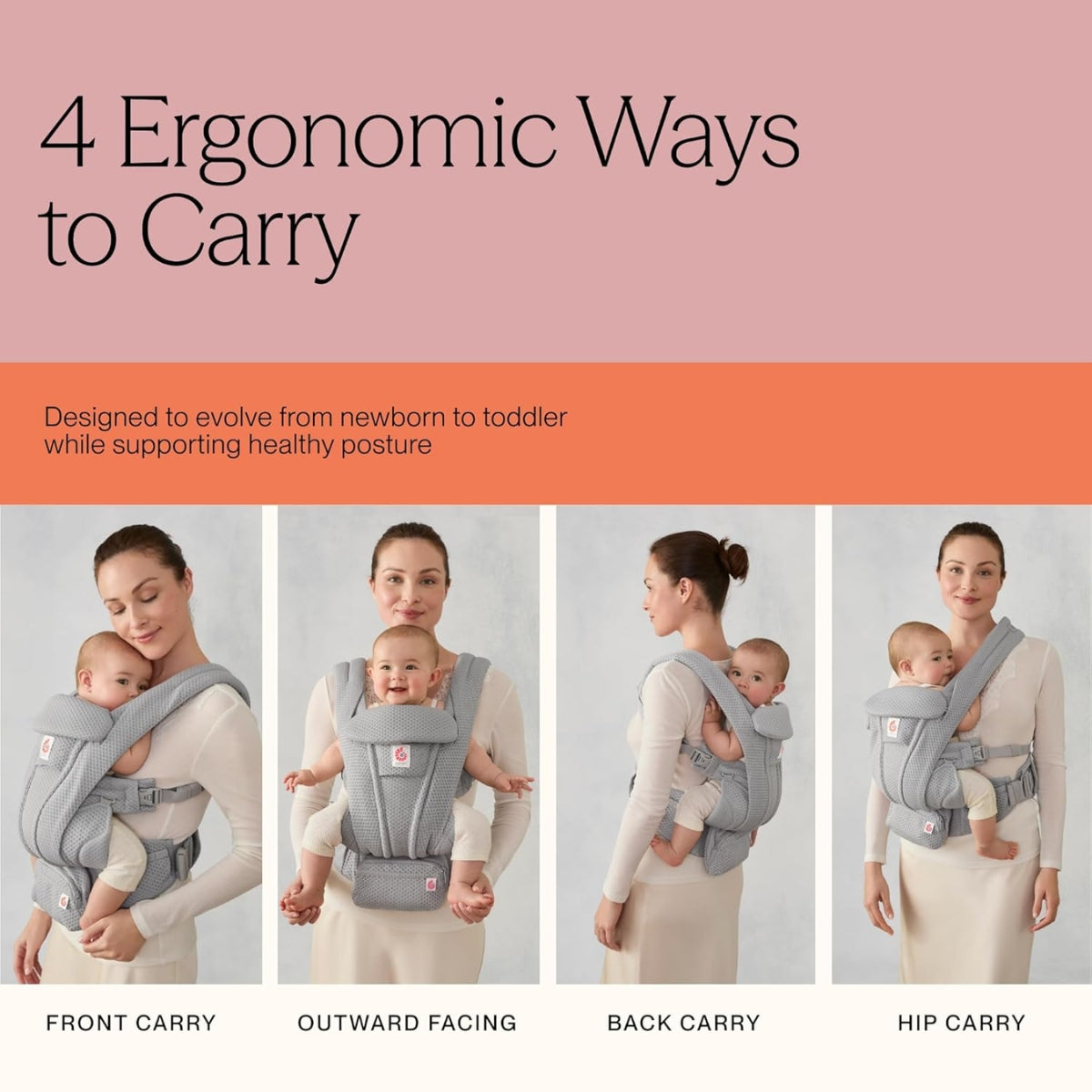 Ergobaby Omni Deluxe Mesh Baby Carrier - Graphite Grey on Luna Baby Store Miami
