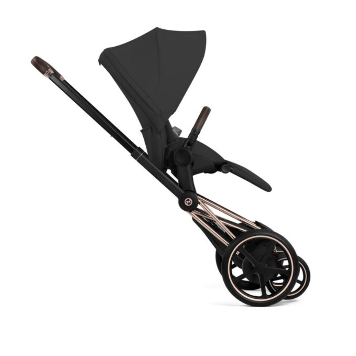 Cybex E-Priam Stroller - Comfort Collection Rose Gold/Brown Frame/ Sepia Black Lux Seat Pack