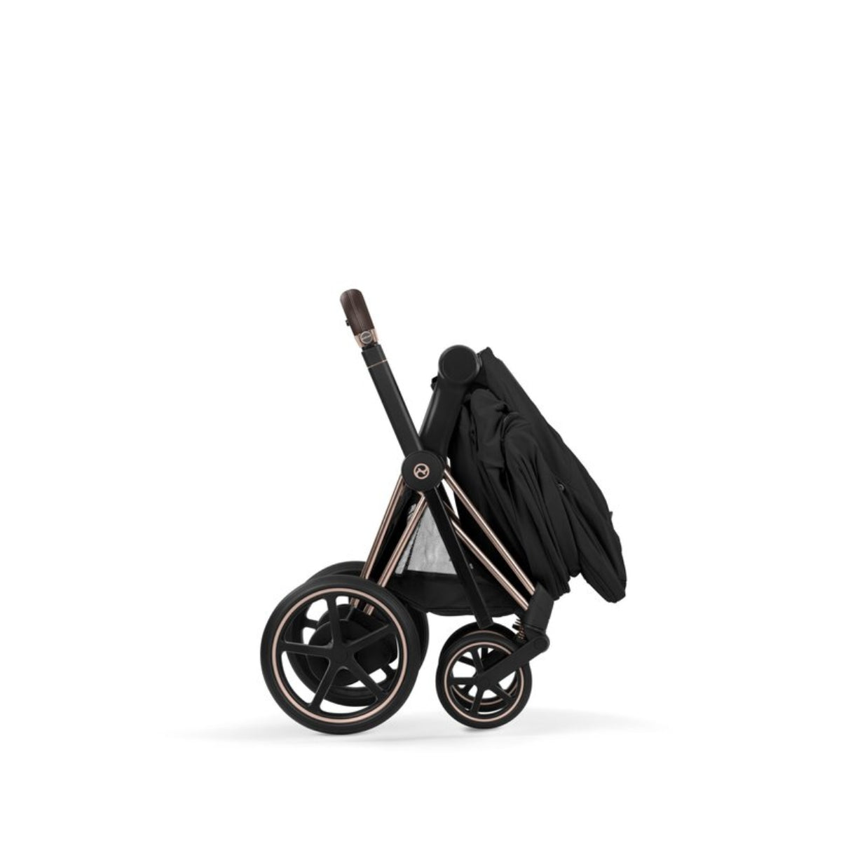 Cybex E-Priam Stroller - Comfort Collection Rose Gold/Brown Frame/ Sepia Black Lux Seat Pack