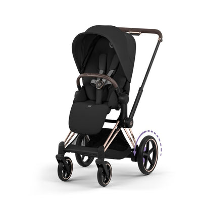 Cybex E-Priam Stroller - Comfort Collection Rose Gold/Brown Frame/ Sepia Black Lux Seat Pack