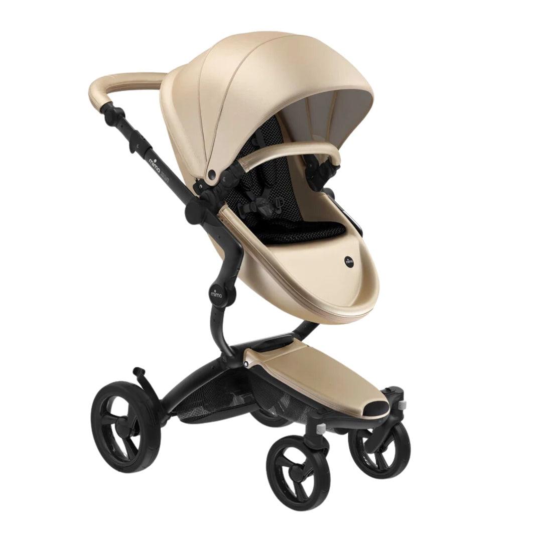 Carrinho de Bebê Mima Xari Champagne Com Estrutura & Assento Preto - Mima Babytunes