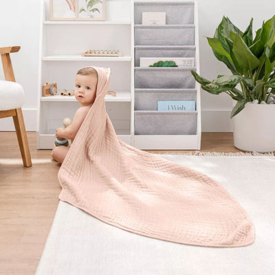 Comfy Cubs Hooded Baby Towel 2 pack 100% Muslin Cotton - Blush