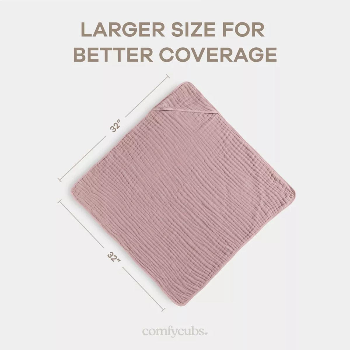 Comfy Cubs Hooded Baby Towel 2 pack 100% Muslin Cotton - Mauve on Luna Baby Store Miami