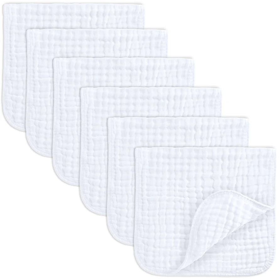 Pacote com 6 paninhos de musselina Comfy Cubs para arrotar - Branco