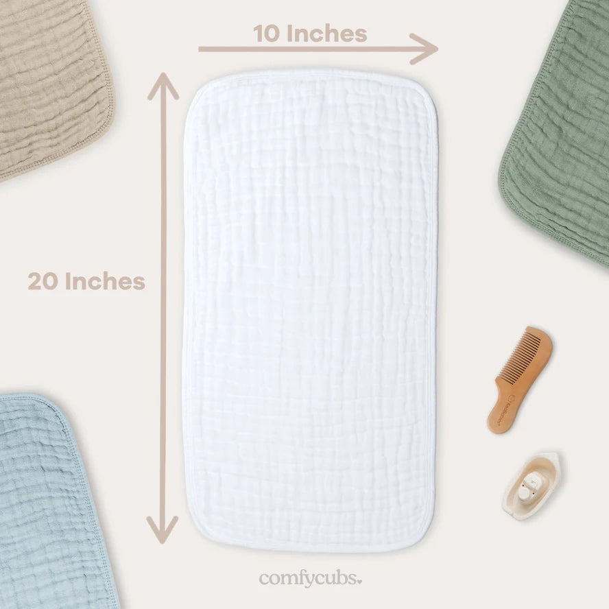 Pacote com 6 paninhos de musselina Comfy Cubs para arrotar - Branco