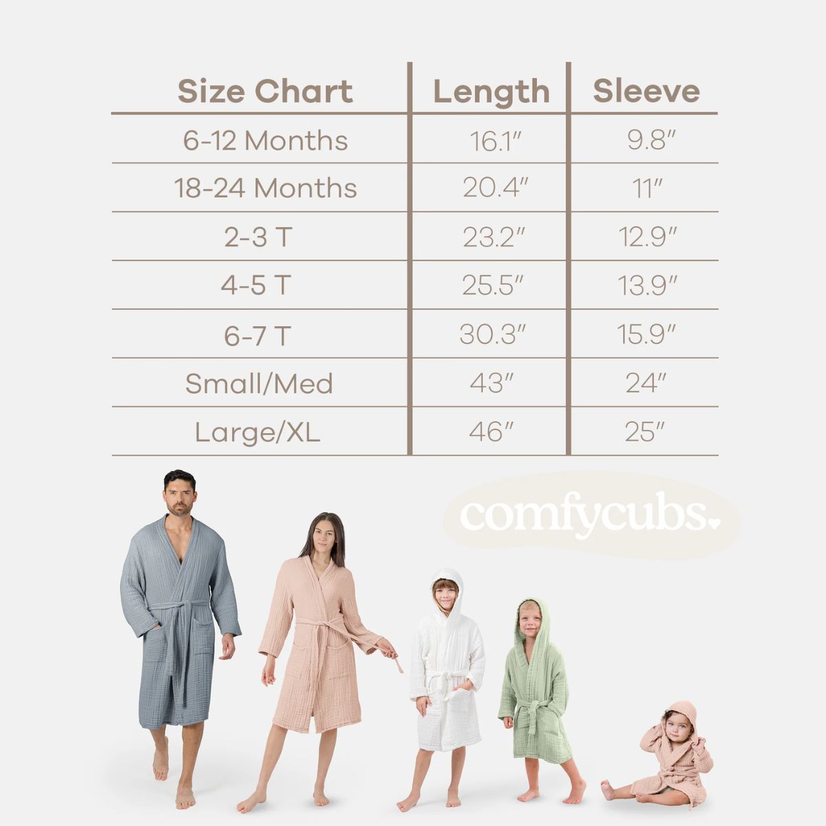 Roupão Infantil Muslin Comfy Cubs Sage

