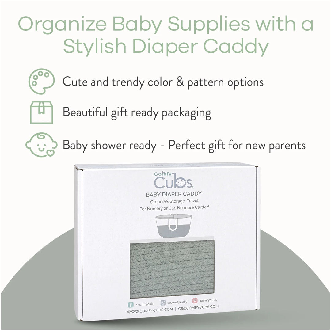 Comfy Cubs Rope Diaper Caddy - Sage on Luna Baby Store Miami