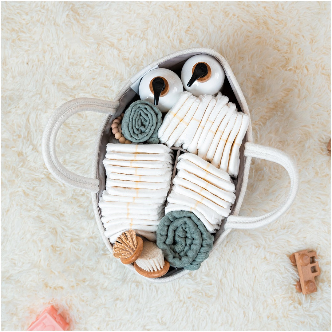 Comfy Cubs Rope Diaper Caddy - Sage on Luna Baby Store Miami