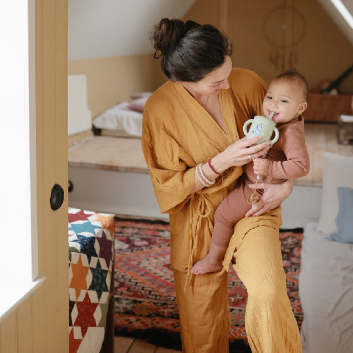 Mushie Silicone Training Cup + Straw Bluey Sage